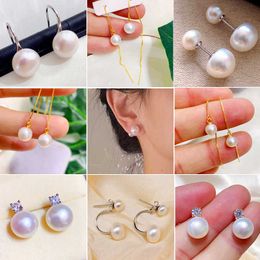 Pendientes de plata S925 con temperamento para mujer, pendientes de perlas de agua dulce, múltiples perlas para mujer, pendientes nuevos