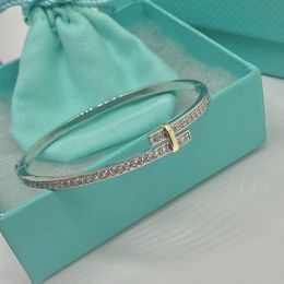 S925 borde de plata marca de lujo diseñador brazalete pulseras encanto estrella brillante cristal bling diamante simple clásico elegante geometría pulsera joyería
