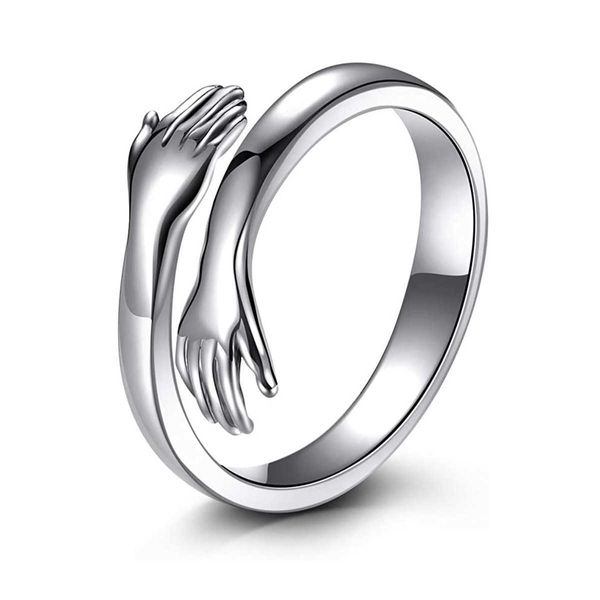 S925 Silver Embrace Open Open Ring réglable Small Small Opening Opening Saint Valentin's Match Matching Ring