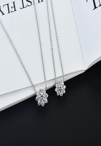 S925 Silver Flower hanger ketting oorrang met sprankelende diamanten in twee maat en platinumkleur voor vrouwen bruiloft sieraden GI4044044