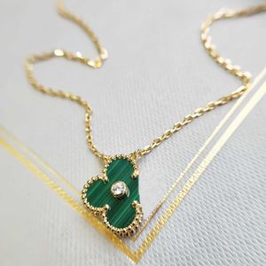 S925 collier pendentif fleur en argent avec diamant et pierre de malachite pour les femmes cadeau de bijoux d'anniversaire de mère ont le timbre PS4731