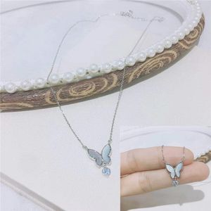 Collar de mariposa de fritillary de plata S925, regalos de Año Nuevo, colgante de joyería para mujer, cadena de clavícula coreana, accesorios de moda Q0531