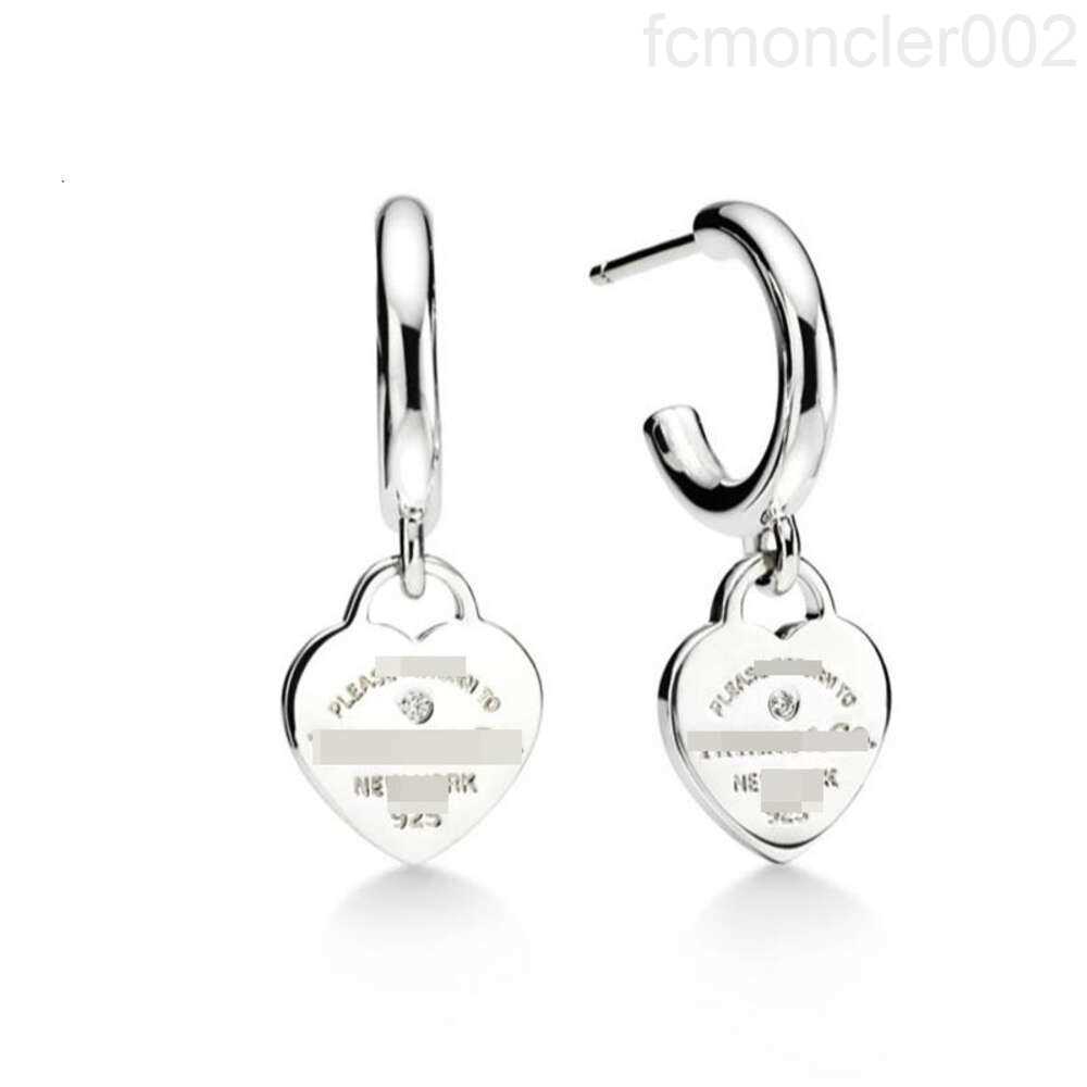 S925 Silver Heart Diamond Brand Pendant Earstuds Precision Fashion Versatile Women's Earrings HEZQ