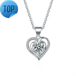 Collier en argent S925, cœur de l'océan, pendentif en Moissanite pour femmes, chaîne O.5CT