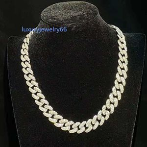 Collier cubain en Moissanite incrusté d'argent S925 pour hommes, longueur de 50cm