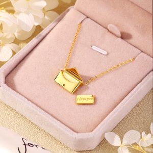 S925 zilveren sieraden vergulde aangepaste gegraveerde envelop vrouwen hanger ketting liefde magneet envelop choker ketting moederdag cadeau