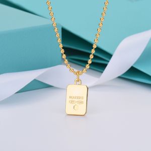 S925 Zilveren lange kralen ketting schild designer hanger ketting voor vrouwen 18K goud luxe merk elegante trui kettingen sieraden cadeau