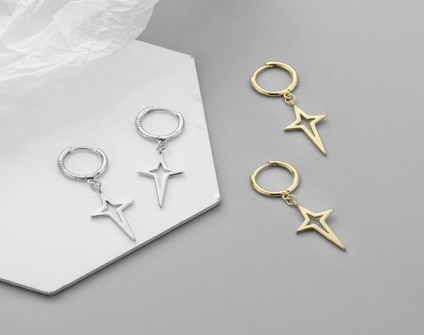 Boucles d'oreilles en forme d'aiguille en argent S925, croix géométrique Simple, Version japonaise et coréenne, tempérament Mori, personnalité 4418314