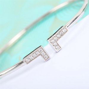 Bracelet punk ouvert en argent S925 avec diamant pour femmes, bijoux de mariage, cadeau de charme de fête avec boîte PS3768301Q