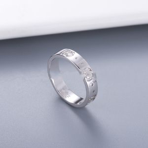 S925 Silver Original Logo G grave boy girl band Ring 18K Gold Letter Rings Women Men Designer Lovers Bijoux Bijoux Lady Party Gifts USA Taille 6 7 8 9 10