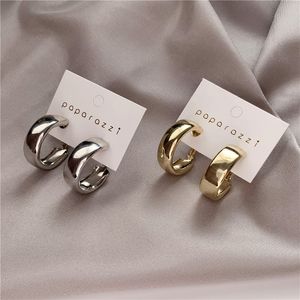 S925 Silver Personality Big Cirle Stud Earrings Women Metal Mirror Gold Silver Earring Lady Temperament Ear Jewelry Pendant