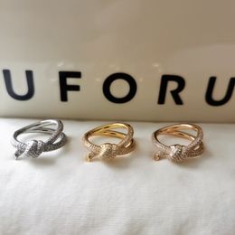 S925 plateado encantador bowknot anillos de banda de diseñador para mujer cristal brillante dulce amor lindo nudo pendientes anillo collar joyería de marca de lujo