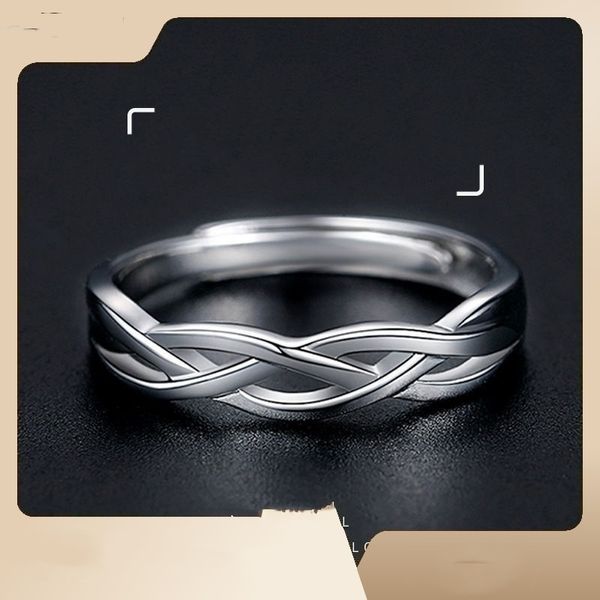 Bague plaquée argent S925 pour hommes célibataires, ouverture Simple et personnalisée, bague tendance Hip Hop Live Food Instagram, ne se décolore pas