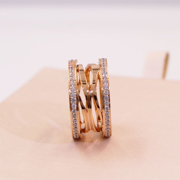 S925 anillo de plata anillo de diseñador búlgaro acero titanio 18k oro rosa joyas llavero piedras diseño pareja amor anillos hueco con diamante mujeres hombres regalo de boda