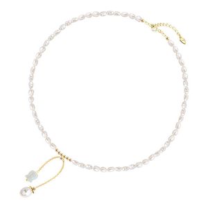 S925 Silver Set Natuurlijke barokke rijst zoet water parel ketting student beste vriend armband sieraden choker mode -accessoires voor meisjes