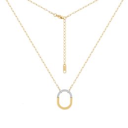 S925 Silver Tiffanyjewelry Heart Pendants 18K Titanium de acero Goldable Diseño de moda Bloqueo Medio diamante Medio collar versátil personalizado ushapado
