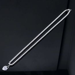 S925 Silver Tiffanyjewelry Heart Hangers Precisie Hoge kwaliteit Bead Love Necklace zonder diamanten Love Boeddha Bead Chain Internet Celebrity