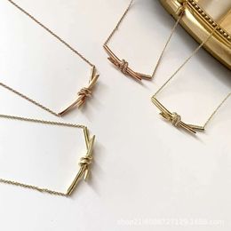 S925 Silver TiffanyJewelry Heart Pendants Collier de corde torsadé pour femmes