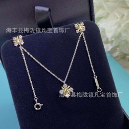 S925 Silver Tiffanyjewelry Heart Pendants Classic Four Diamond Cross Collar Womens x colgante de cuatro hojas de collar de hierba Caída de la oreja recta