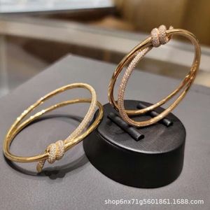 S925 Silver Tiffanyjewelry Heart Hangers Hot Picking Full Diamond Twisted Bracelet met een lichte luxe en geavanceerd gevoel