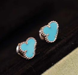 S925 Silver Top Kwaliteit 0.9cm Mini Bloemen Stud Earring met Turquoise steen en stempel voor vrouwen Charm Sieraden Gift Gratis verzending PS3406
