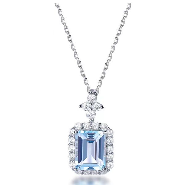 Bouteille de parfum en topaze bleue naturelle en argent S925 pour femmes, pendentif, collier d'anniversaire de fiançailles, bijoux