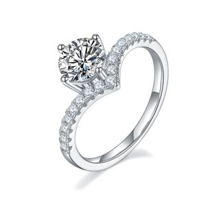 S925 Sterling 1ct Moissanite Mariage Grand Argent s Pour Femmes Bague En Diamant Fine Jewelry M0004