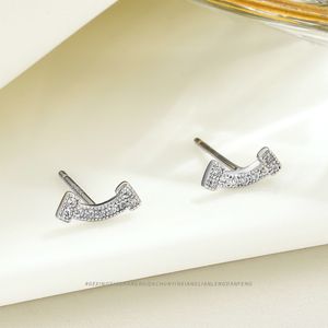 S925 Sterling Pur Argent Mignon Sourire Designer Boucle D'oreille Goujons Anneaux Brillant Zircon Cristal Boucles D'oreilles Chanceuses Boucles D'oreilles Pour Femmes Fille Bijoux Cadeau