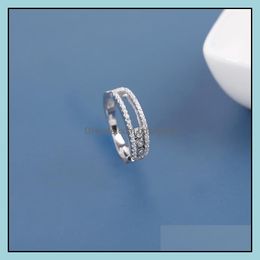 S925 Sterling Sier Sliding Ring Female Hollow Fairy Luxe Groep Ingelegde Diamant Drop Levering 2021 Cluster Ringen Sieraden Zkjgn