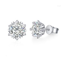 S925 Sterling Silver 1CT 2CT 2CT 3CT 4CT Moissanite Diamond Snowflake Duw achterbakken oorbellen voor vrouwelijke mannen sieraden