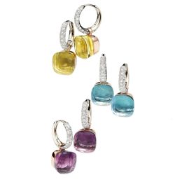 S925 Sterling Zilver 22 Kleuren 10mm Crystal Candy Stijl Drop Earring Voor Vrouwen JewelryDJ1409 240113
