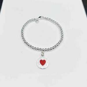 S925 argent Sterling 4mm perle émail coeur pendentif rond bracelet à breloques marque de luxe haute qualité femmes bijoux cadeau G220510