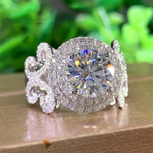 S925 Sterling Silver Esthetic Wedding Rings met briljante Zirconia CZ Diamond Party Betrokkenheid Ring Luxe sieraden Gift