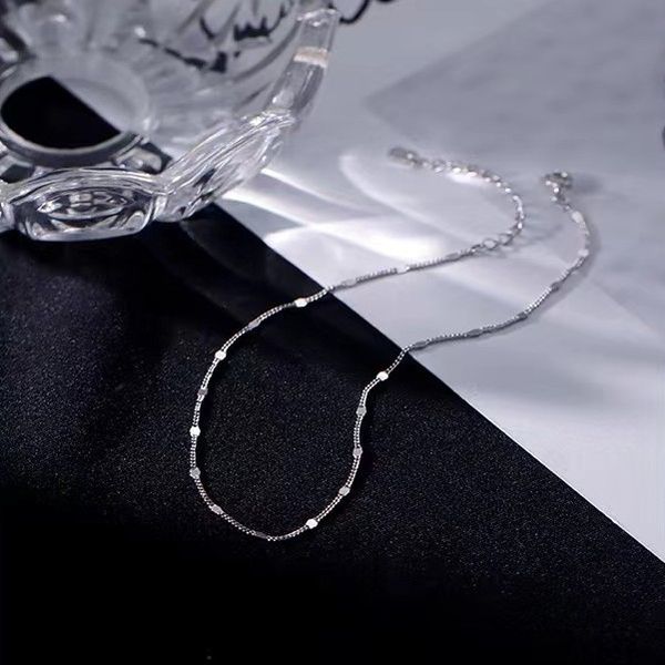 S925 Chaîne de cheville en argent sterling japonais minimaliste et compact à une seule chaîne à une seule chaîne de pieds de bijoux en argent doux et élégant