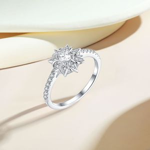 S925 Sterling Silver Band Ring Princess Sun Flower Diamond Ring Fashion Luxury sieraden voor vrouwenbetrokkenheid