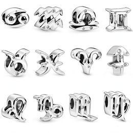 Perles en argent sterling s925 12 mois Constellation Charms Fit Pandora Bracelets DIY Accessoires