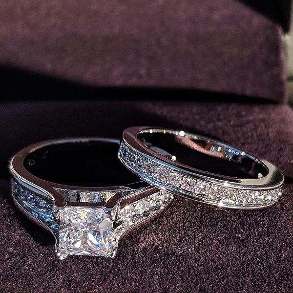 Conjuntos de anillos de compromiso de boda para novia de plata esterlina S925 para mujer nupcial 2022 nuevo producto joyería al por mayor de dedo de moda