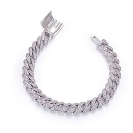 Cadena de plata de ley S925 para hombre, 10mm de ancho, joyería de plata 925 de alta calidad, pulsera de moissanita cubana para hombre