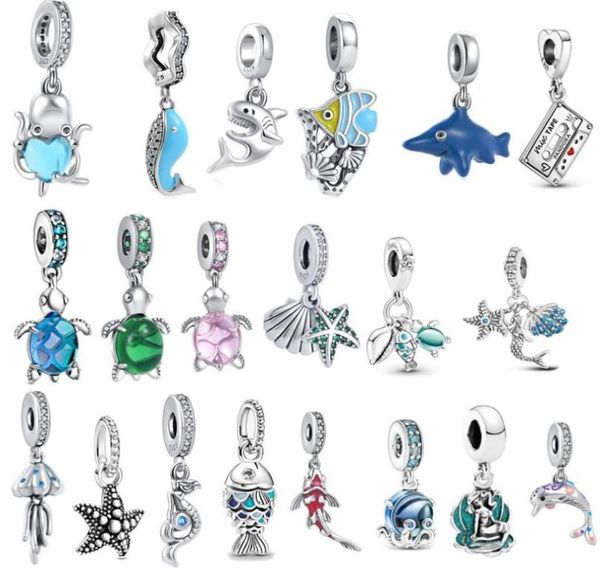 S925 Charme en argent sterling perles en vrac filles perles mode populaire bricolage Fish Original Fit Bracelet Octopus Pendant les dames bijoux Gift1800547