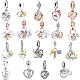 S925 Sterling Silver Charm Perles Lâches DIY Perlé Femmes Classique Pendentif Chanceux Original Convient pour Pandora Bracelet Maison Amour Coeur Mode Dames Maman Bijoux Cadeau