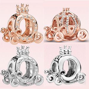 S925 Charms de plata esterlina Beads Luxury Beaded DIY Women's Rose Gold Crown Pendant Original Fit Pandora Bracelet Pumpkin Car Fashion Ladies Jewelry Gift