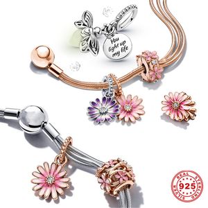 S925 Sterling Silver charms Bracelet Couleur Fleur Jardin Serpent Os Chaîne Bracelet Fit Original Pandora Charme Pour Femmes Bijoux De Luxe