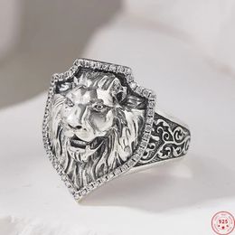 S925 STERLING Silver Charms Anneaux pour femmes hommes Fashion Gold plaque à orage de lion incrusté Zircon punk bijoux 240412