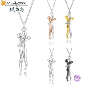 S925 Sterling zilveren paar knuffelen voor vrouwen mode hanger paar ketting liefde getuige sieraden