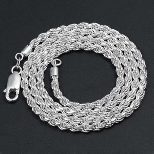Collar de cadena cubana de plata de ley S925, cadena de hélice trenzada italiana de moda minimalista para hombre, 3mm de ancho