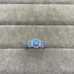 S925 sterling zilveren Europese en Amerikaanse blauwe zakdoek stenen diamanten ring elegante persoonlijkheid trouwring herenring