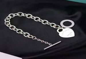 S925 STERLING Silver Fashion Original Original en forme de coeur Femelle T-Button Bracelet Valentin's Gift9908772