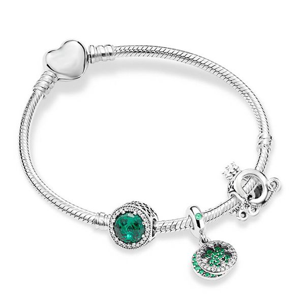 S925 Sterling Silver Fashion Rose Perlé De Luxe Bracelets Amour Coeur Ensemble Pour Original Pandora Bracelet Pendentif Accessoire Bijoux DIY Femmes Cadeau Avec Boîte 16-21cm