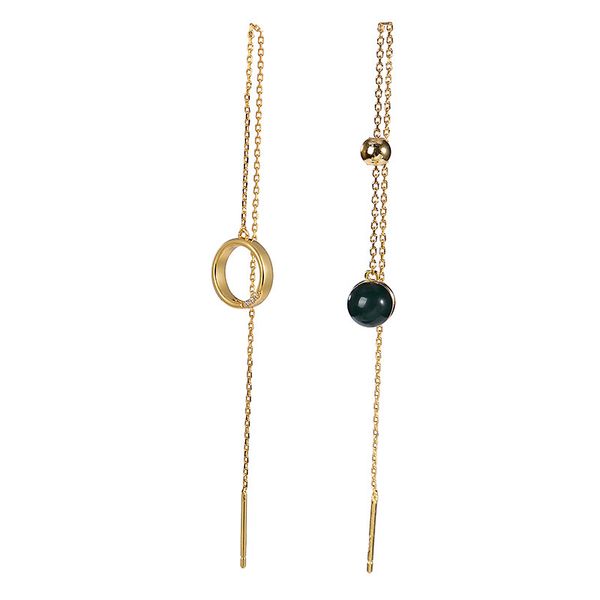 S925 argent sterling plaqué or naturel ambre bleu mexicain boucles d'oreilles pendantes asymétrique boucle d'oreille pendentif pour dames