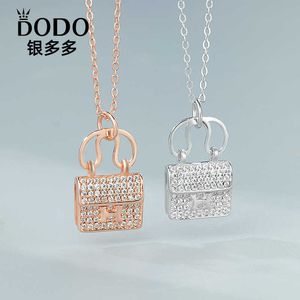 S925 Sterling Zilver H brief tas Ketting micro ingelegd met diamant Handtas Hanger sleutelbeen ketting mode creatieve sieraden voor vrouwen